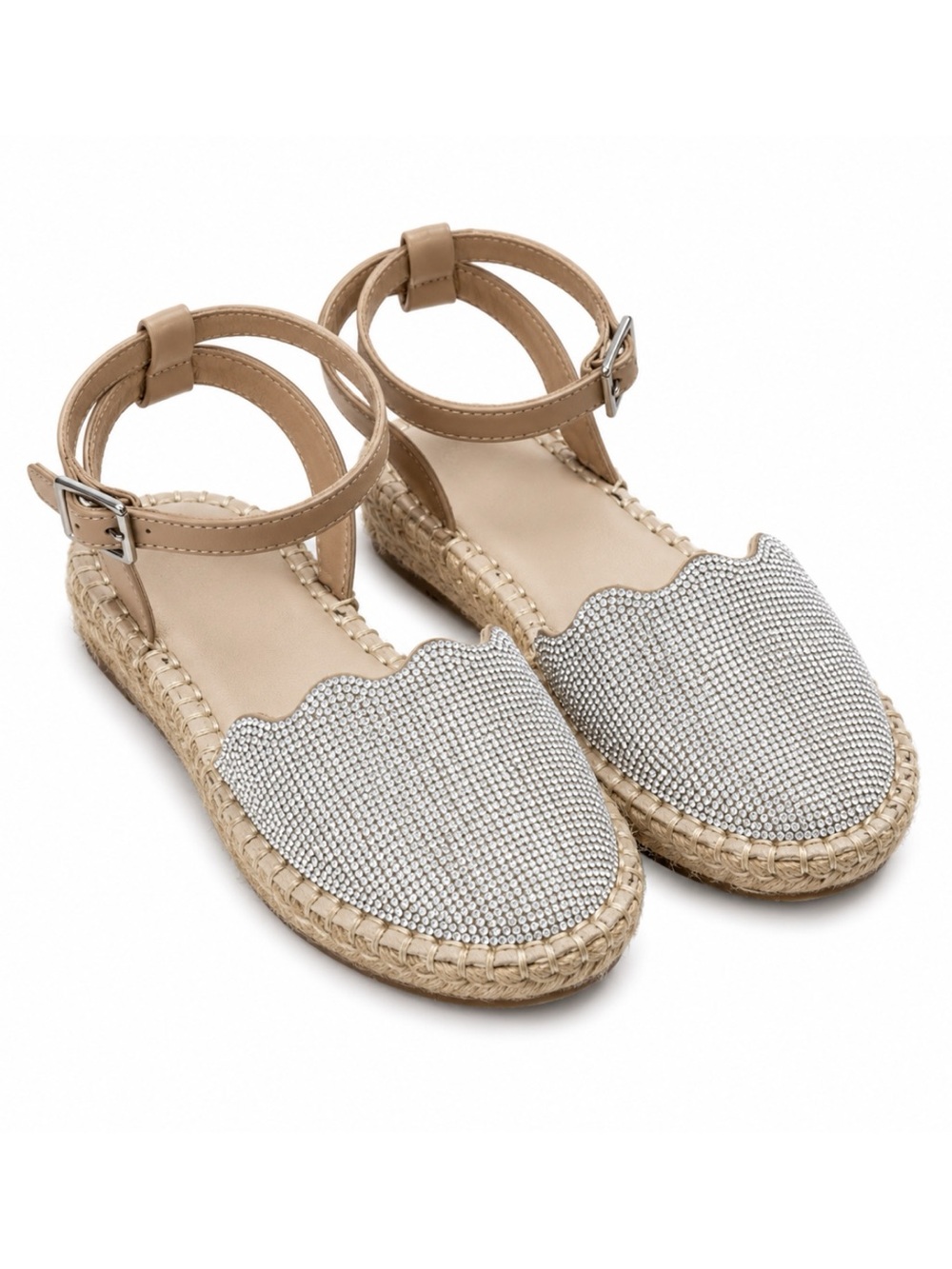 XAppeal Ankle Strap Bling Toe Espadrille Sandals Girls Size 6